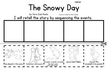 Preview of The Snowy Day hat/crown/headband, coloring pages, sequencing, and SIMPLE craft
