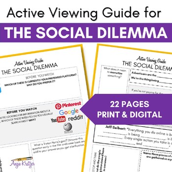 Preview of The Social Dilemma Active Viewing Guide - Netflix - Social Media Literacy