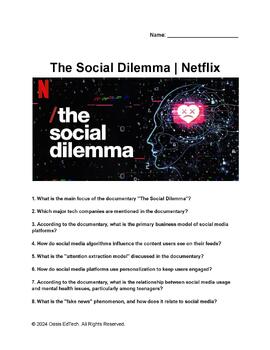Preview of The Social Dilemma | Netflix 2020 Documentary Worksheet