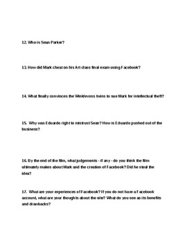 the social network movie review worksheet