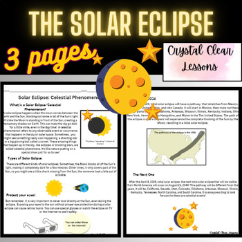 Preview of Reading Passage & Questions: The Solar Eclipse