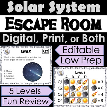 Preview of Solar System Activity Escape Room Space Science Game: Planets, Moons, Comets etc