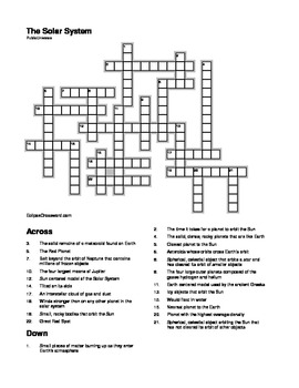 The Solar System Crossword