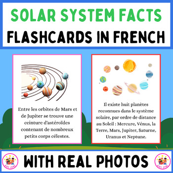 Preview of The Solar System Facts In French. Printable Flashcards With Google Slides