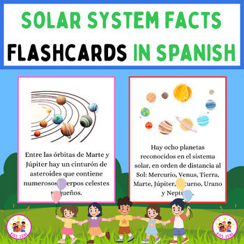 Preview of The Solar System Facts In Spanish. Printable Flashcards With Google Slides