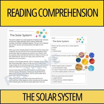 Preview of The Solar System - Reading Comprehension Activity | 2nd Grade & 3rd Grade