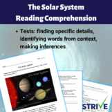 The Solar System Reading Comprehension Worksheet