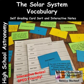 Preview of The Solar System Self Grading Vocabulary Card Sort