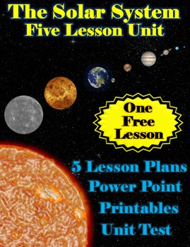 Preview of The Solar System Unit - 5 Lessons, Powerpoint, Printables & Test