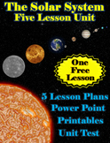 The Solar System Unit - 5 Lessons, Powerpoint, Printables & Test