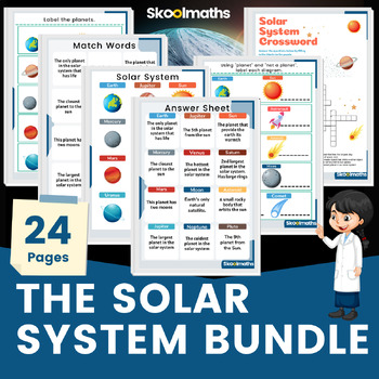 Preview of The Solar System Worksheets with Flashcards and Crossword