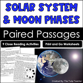 Preview of The Solar System and Phases of the Moon Reading Comprehension Paired Passages