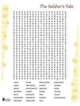 Preview of The Soldier's Tale Word Search Based on the Composition by Igor Stravinsky