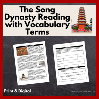 Preview of The Song Dynasty One Page Reading with Questions & Terms: Print and Digital