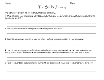 The Soul's Journey Worksheet by The Sucos | TPT