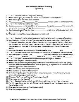 Preview of The Sound of Summer Running by Ray Bradbury Complete Guided Reading Worksheet