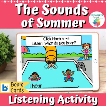 Preview of The Sounds of Summer Boom Cards Speech Therapy Auditory Discrimination #catch24