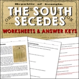 The South Secedes Civil War Reading Worksheets and Answer Keys