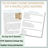 The Southern Colonies Introduction Text and Multiple Choic