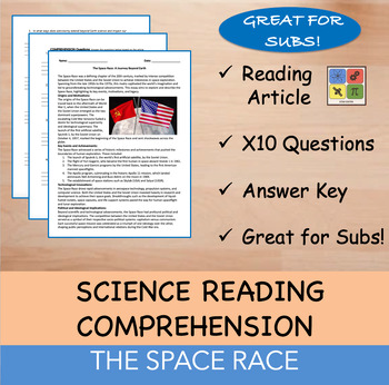 Preview of The Space Race - Reading Passage x 10 Questions - 100% EDITABLE