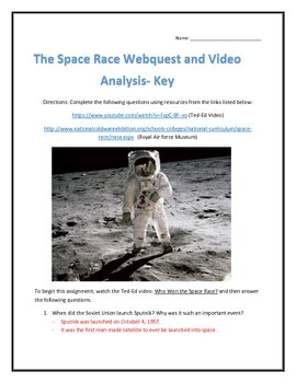 The Space Race- Webquest and Video Analysis with Key by Inspire Using