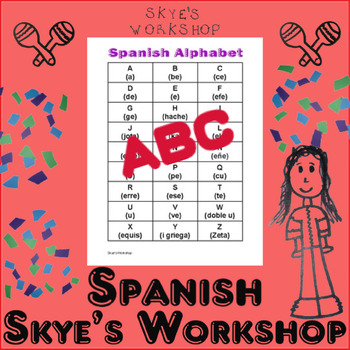 Preview of The Spanish Alphabet Pronouncing Letters Black and White + Color Chart IXL