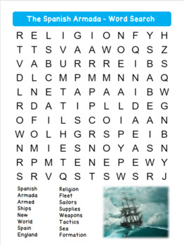 The Spanish Armada Word Search by History With Hannah TPT