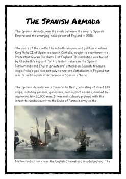 Preview of The Spanish Armada Worksheet Activity Homework No Prep