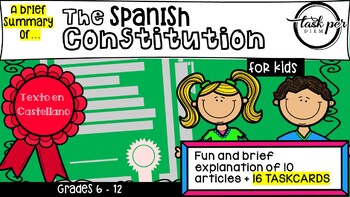 Preview of {{ TASKCARDS}} The Spanish Constitution for kids (IN SPANISH)