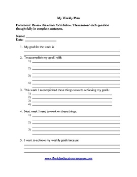 Preview of The Sparrow had a Dream Lesson 10 Goal-setting Activity Sheets and Answer Sheet