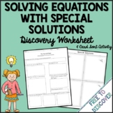 Solving Linear Equations with Special Solutions Activities