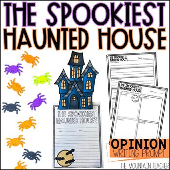 Preview of Haunted House Craft and Opinion Writing Prompt for October Bulletin Board