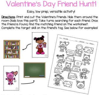 Preview of The Spot's Speech and Language Valentine’s Day Friend Hunt!