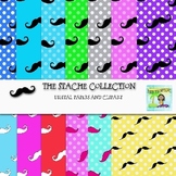 The Stache Collection-Digital Papers and Clip Art Bundle