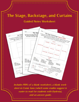 Preview of The Stage, Backstage, & Curtains Guided Notes Worksheet