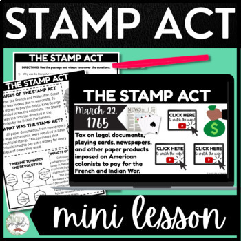 Preview of The Stamp Act Activities - Causes of the American Revolution Reading Passages