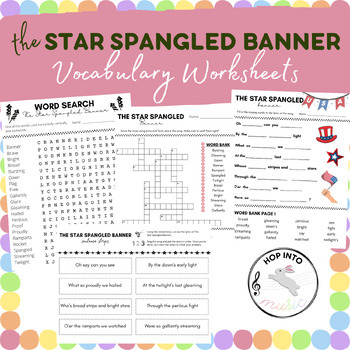 Preview of The Star Spangled Banner | Vocabulary Worksheet Pack