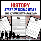 The Start of World War I  *INCLUSION LEVEL* Comprehension 