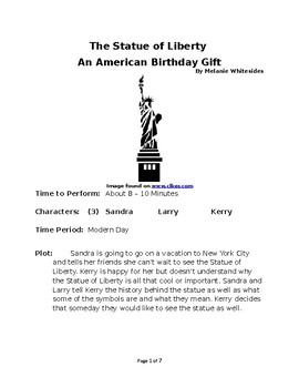Preview of The Statue of Liberty: An American Birthday Gift - Small Group Reader's Theater