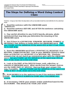 Preview of The Steps for Defining a Word Using Context Clues