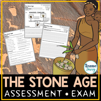 Preview of The Stone Age Assessment | Early Humans Exam Google Slides Quiz Review Test