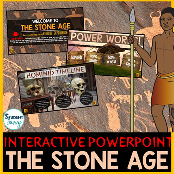 Preview of The Stone Age | Early Humans PowerPoint and Google Slides | Interactive