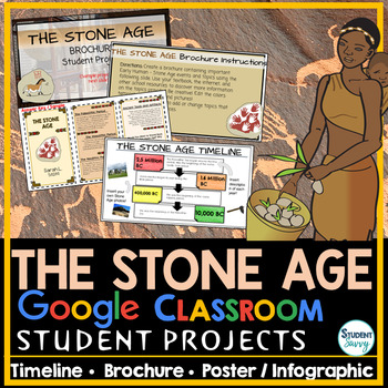 Preview of The Stone Age Projects for Google Classroom Early Humans Google Slides Timeline