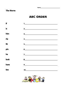 Preview of The Storm - ABC order - Journeys Grade 1