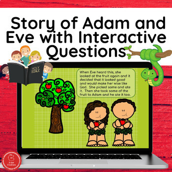 Preview of The Story of Adam and Eve With Comprehension Questions Digital Resource Activity