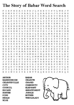The Story of Babar the Elephant Word Search by Steven's Social Studies