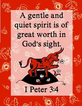 The Story of Ferdinand Bible Verse Printable (1 Peter 3:4)