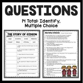 The Story of Gideon Bible Story Reading Comprehension Worksheet | TpT