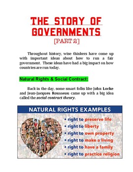 Preview of The Story of Governments (Part 2) (Separation of Powers) + Multiple Choice Wksht