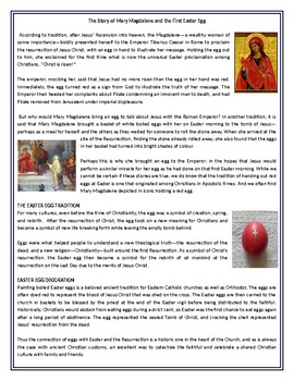 Preview of The Story of Mary Magdalene and the First Easter Egg - Reading Comprehension
